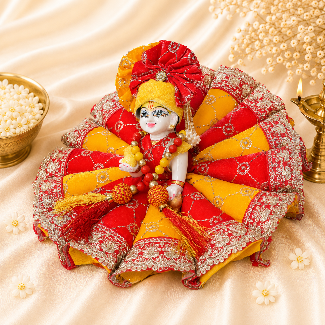 VanaTulsi SuryaLeher Shringar Poshak for Laddu Gopal