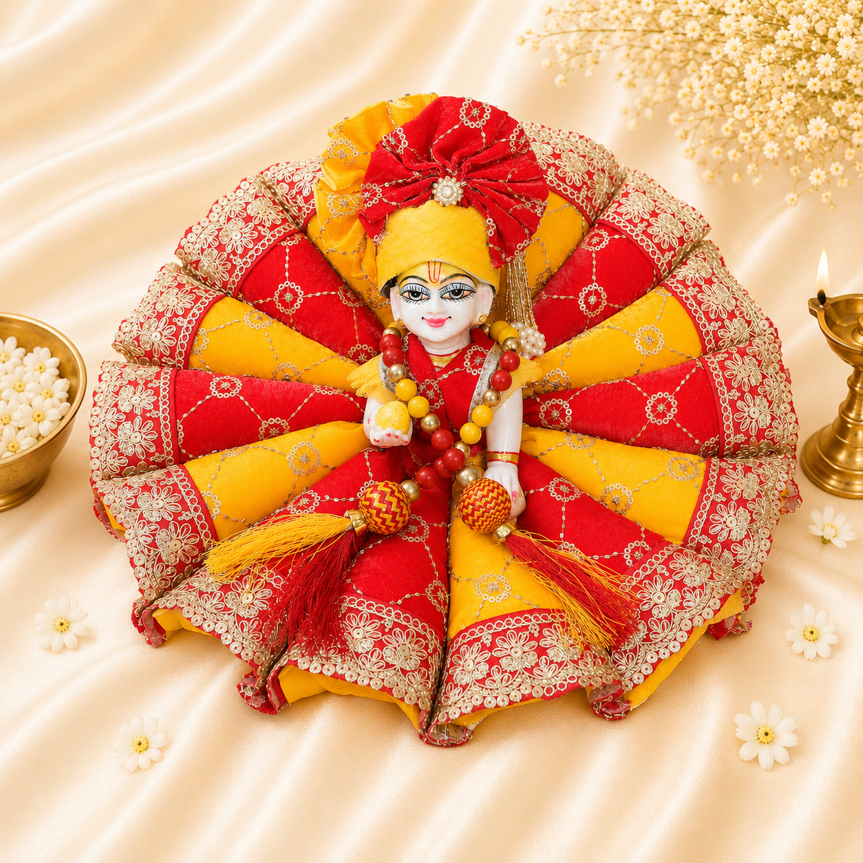 VanaTulsi SuryaLeher Shringar Poshak for Laddu Gopal