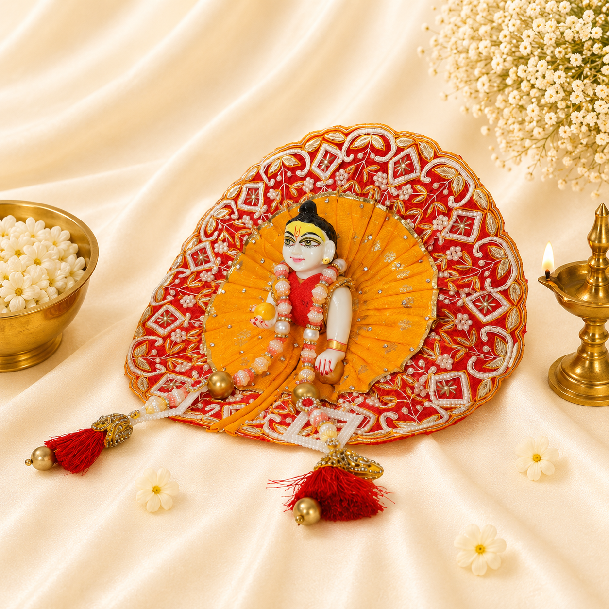 VanaTulsi Kesari Sindoori Poshak for Laddu Gopal