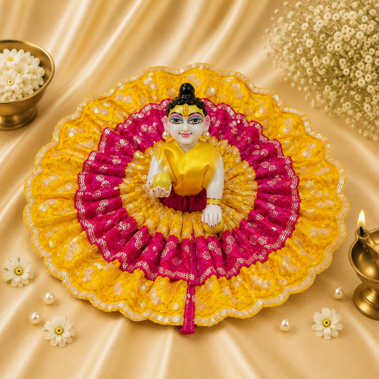 VanaTulsi SuryaPushp Shringar Poshak for Laddu Gopal , Premium Sequin Embroidered Krishna Ji Dress