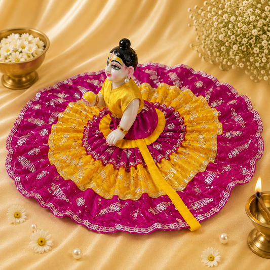 VanaTulsi GulabKiran Shringar Poshak for Laddu Gopal , Premium Sequin Embroidered Krishna Ji Dress
